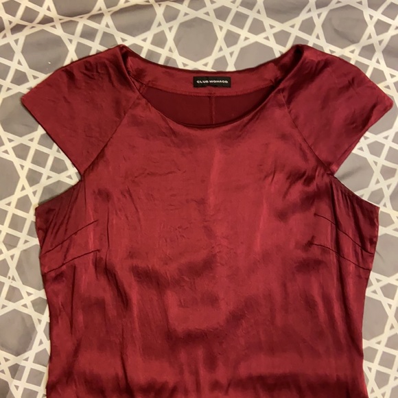 CLUB MONACO CAPPED SLEEVE SILK BLEND DRESS - Picture 3 of 3